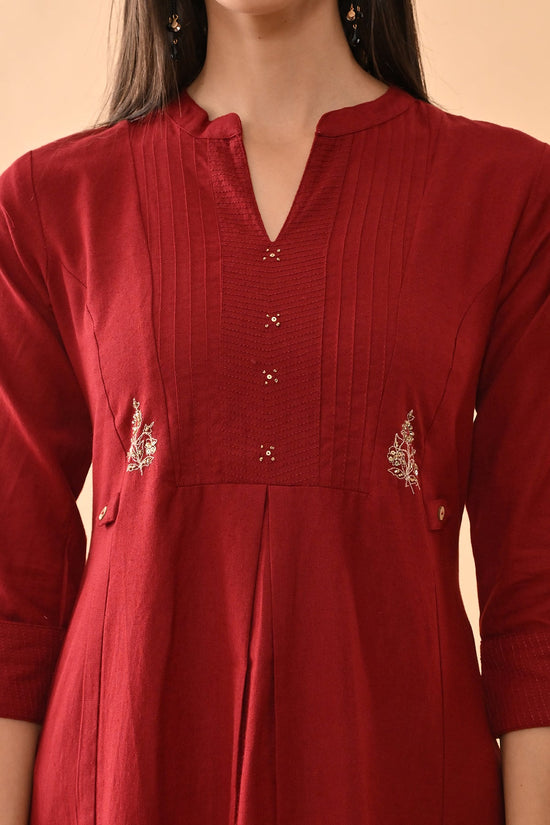Maroon Solid Dress