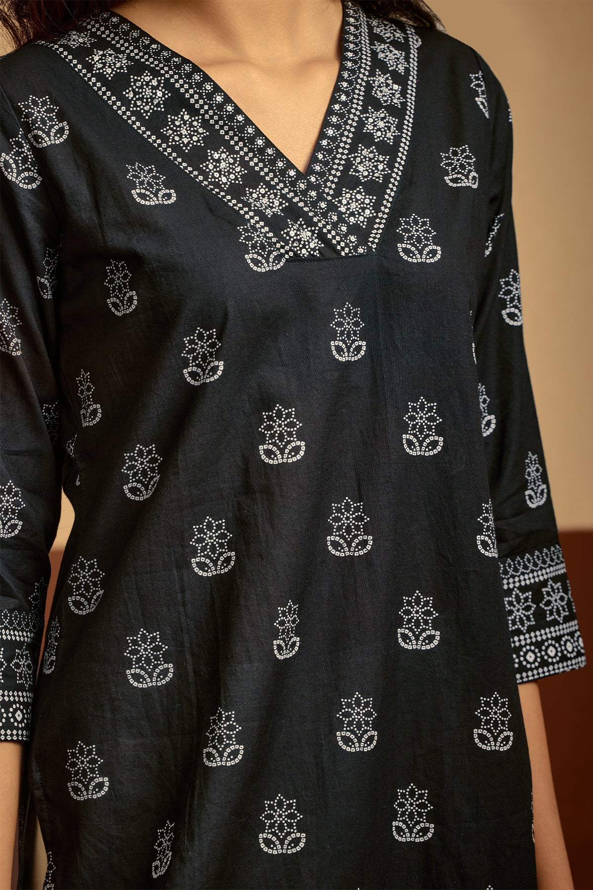 Black Printed Straight Kurta