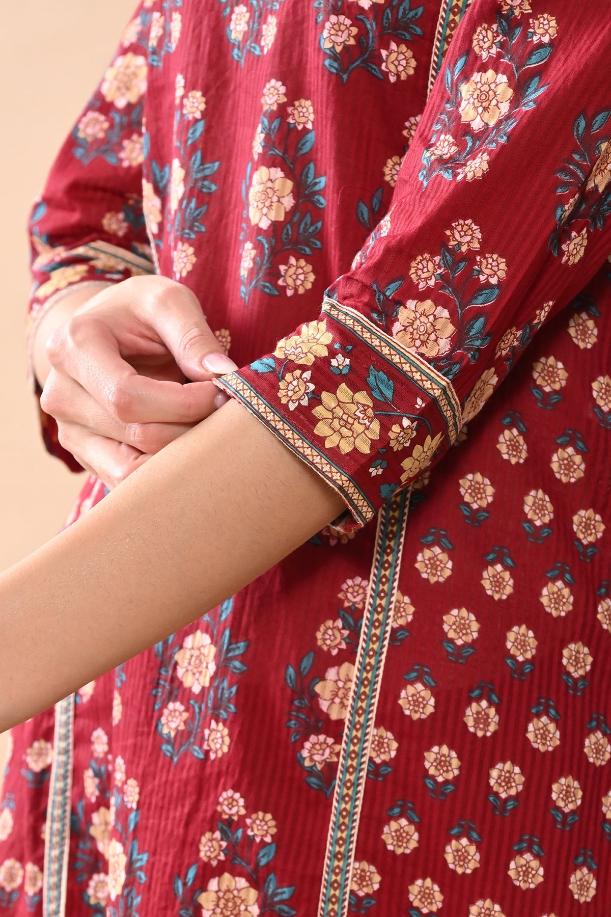 Maroon Printed Kurta 2 Pcs Set