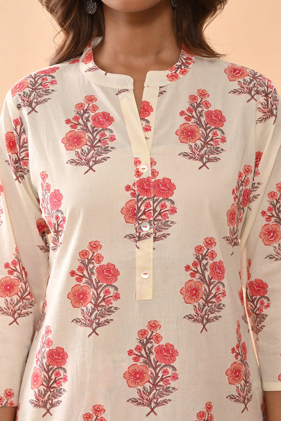 Cream Printed Kurta Set