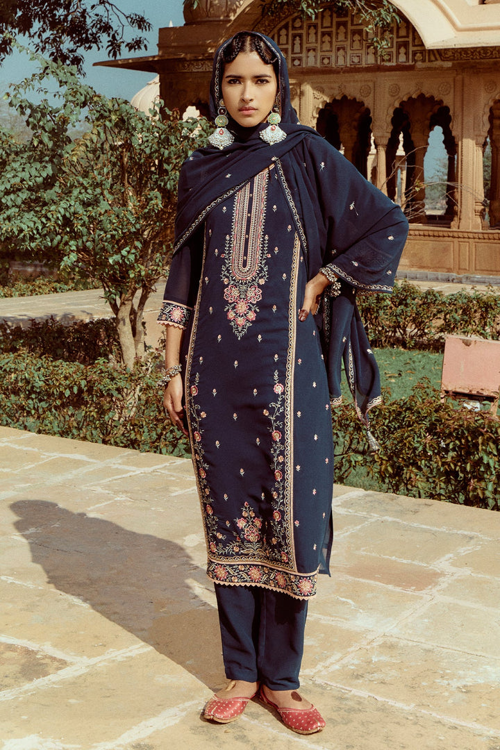 Peacock Blue Straight Kurta Set