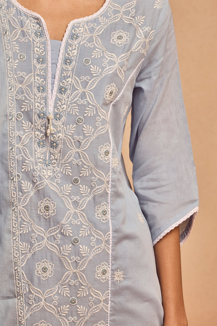 Blue Embroidered Kurta Set