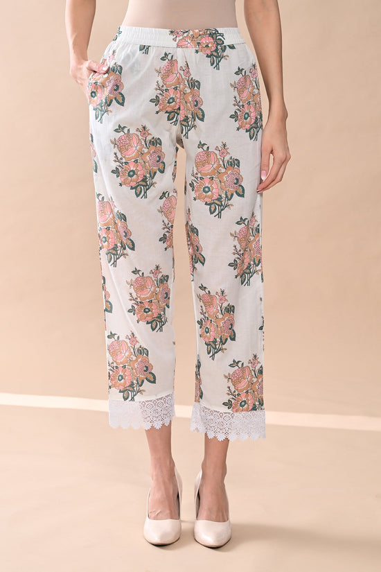 White Printed A-line Kurta Set