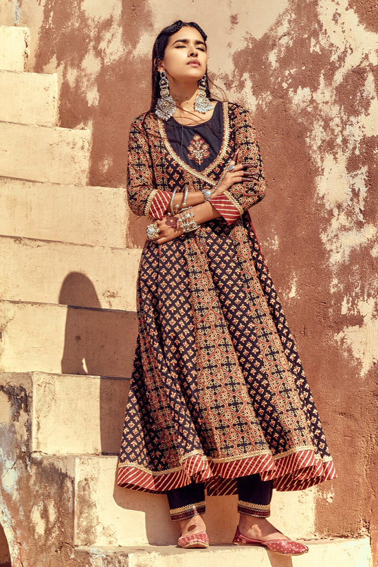 Black Printed Flared Dress