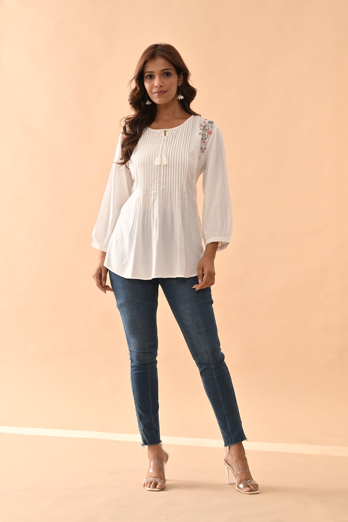 Cream Embroidered Top