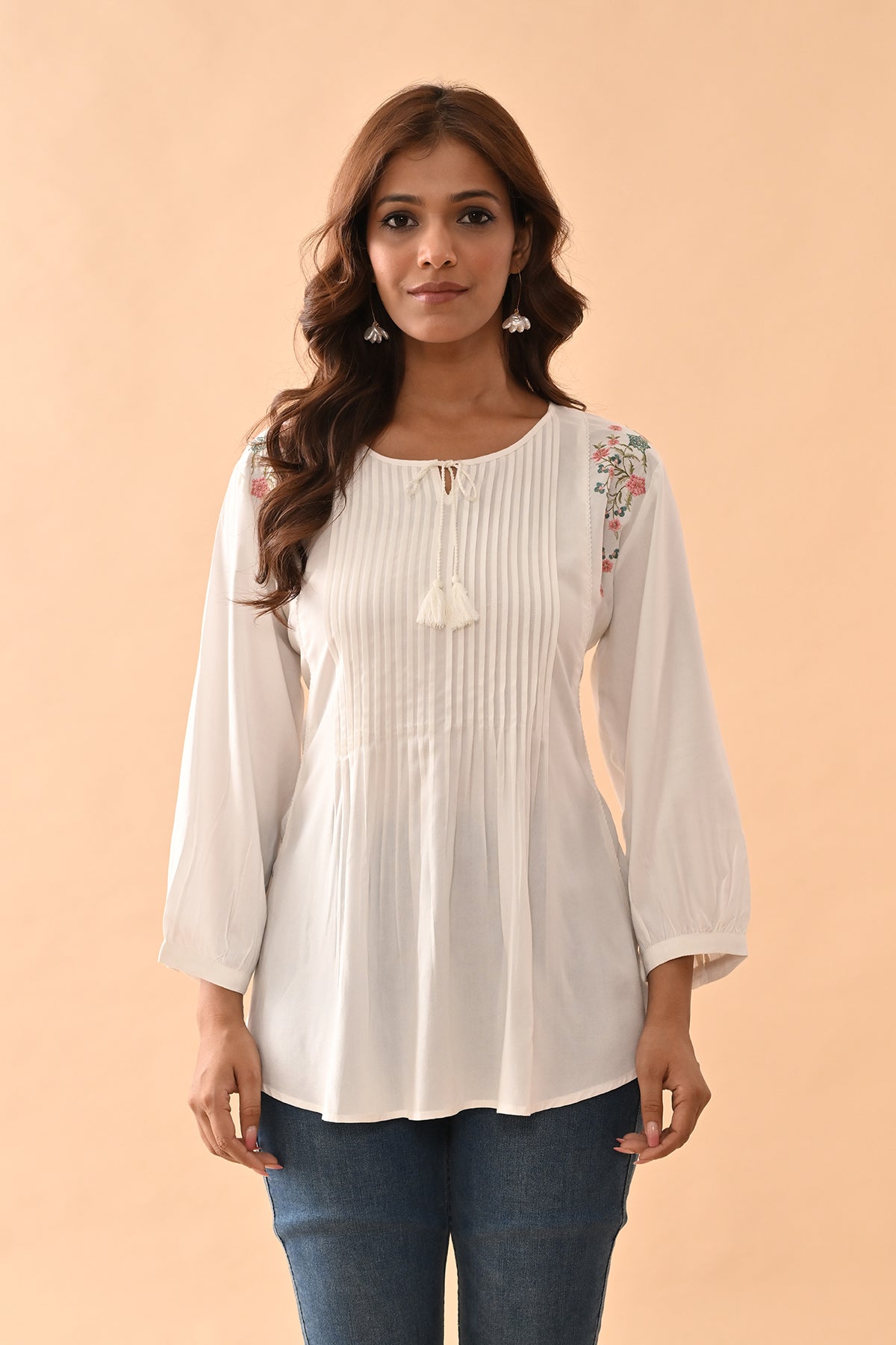 Cream Embroidered Top