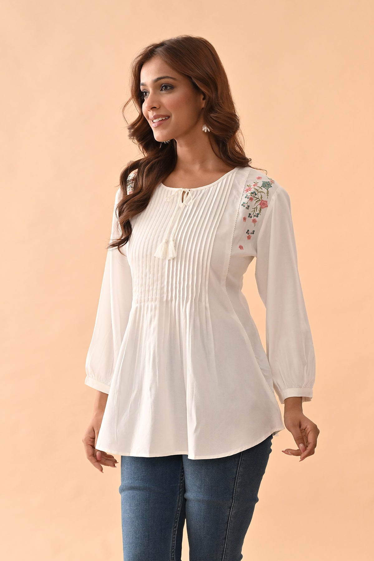 Cream Embroidered Top