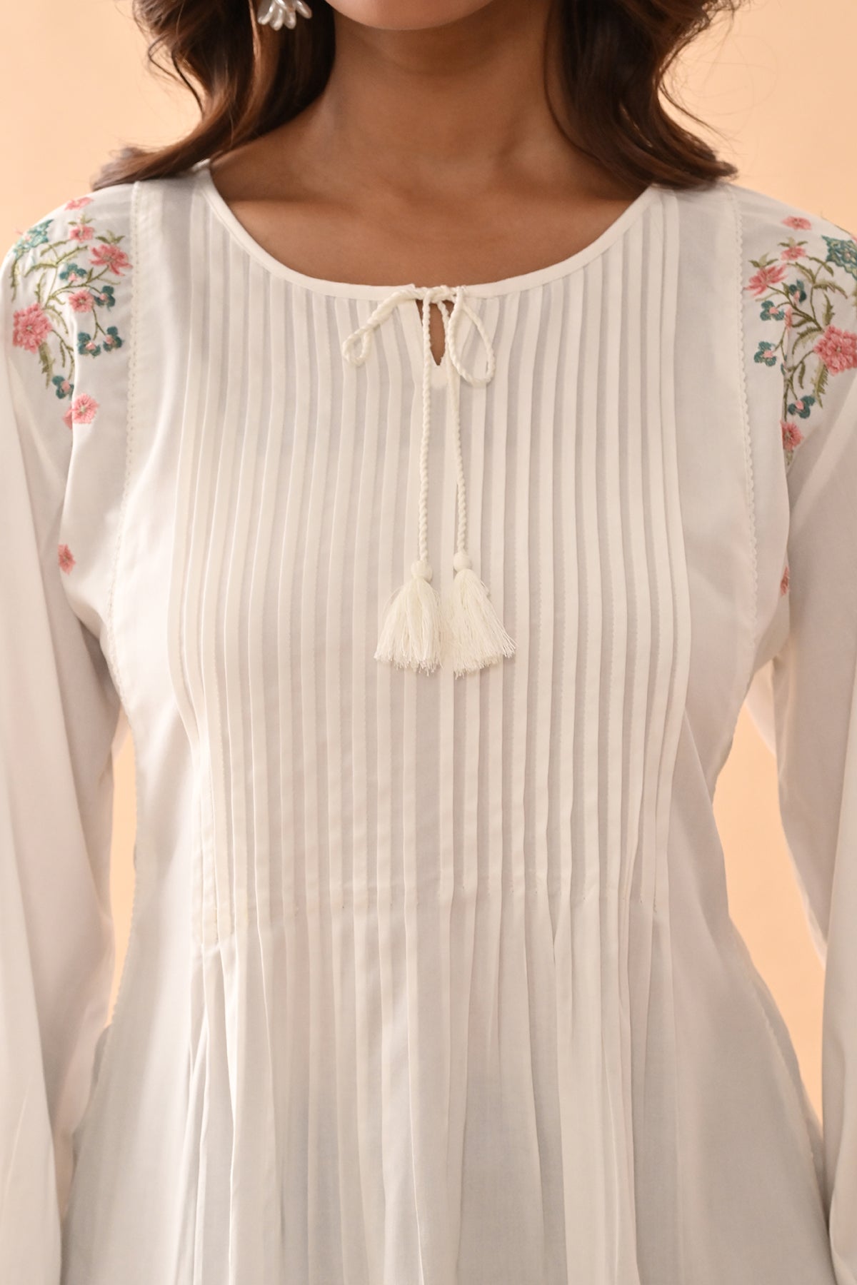 Cream Embroidered Top