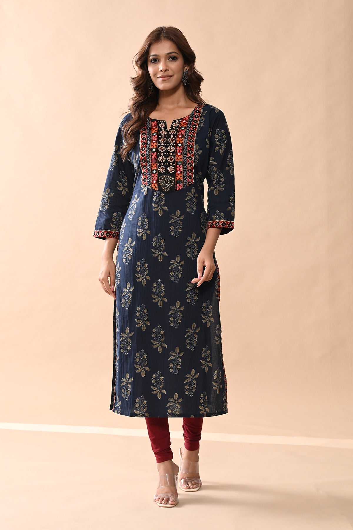 Blue Printed Straight Kurta