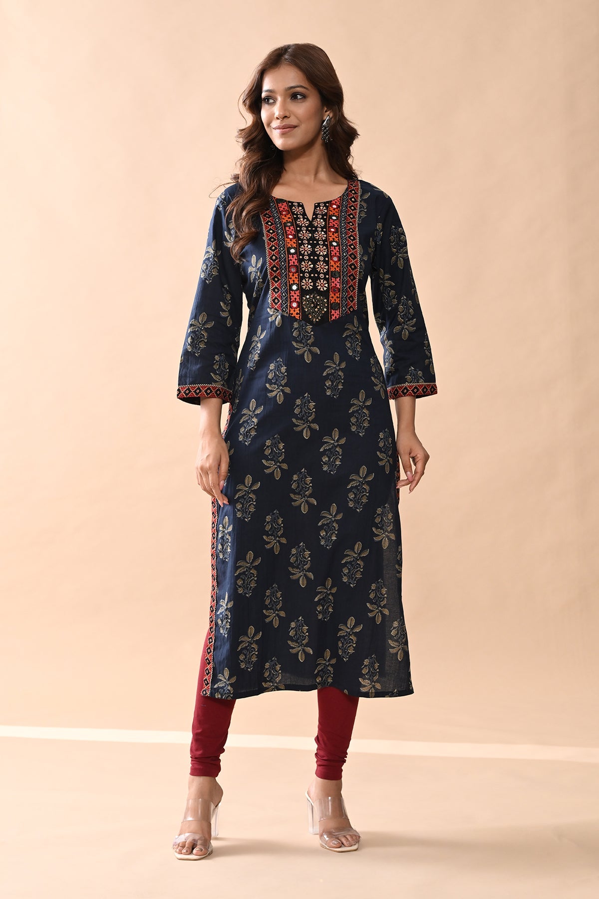 Blue Printed Straight Kurta