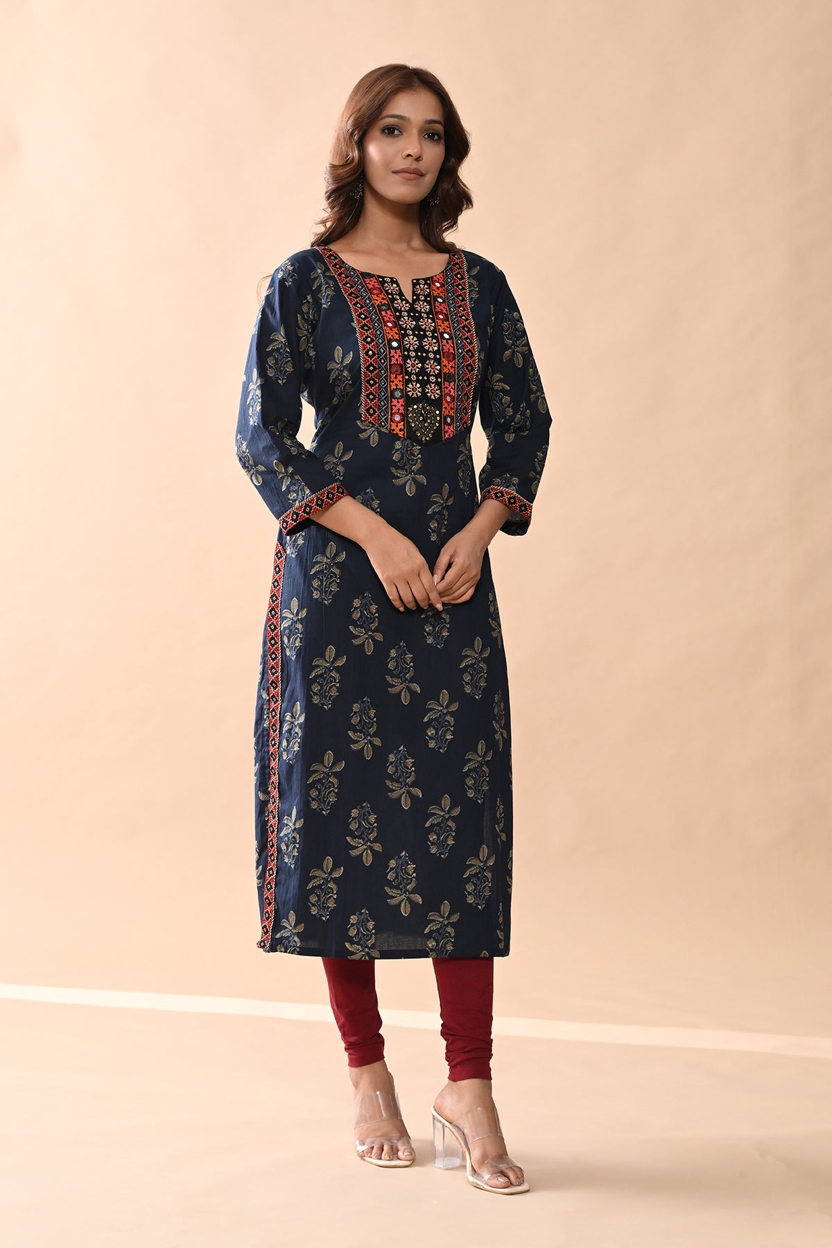 Blue Printed Straight Kurta