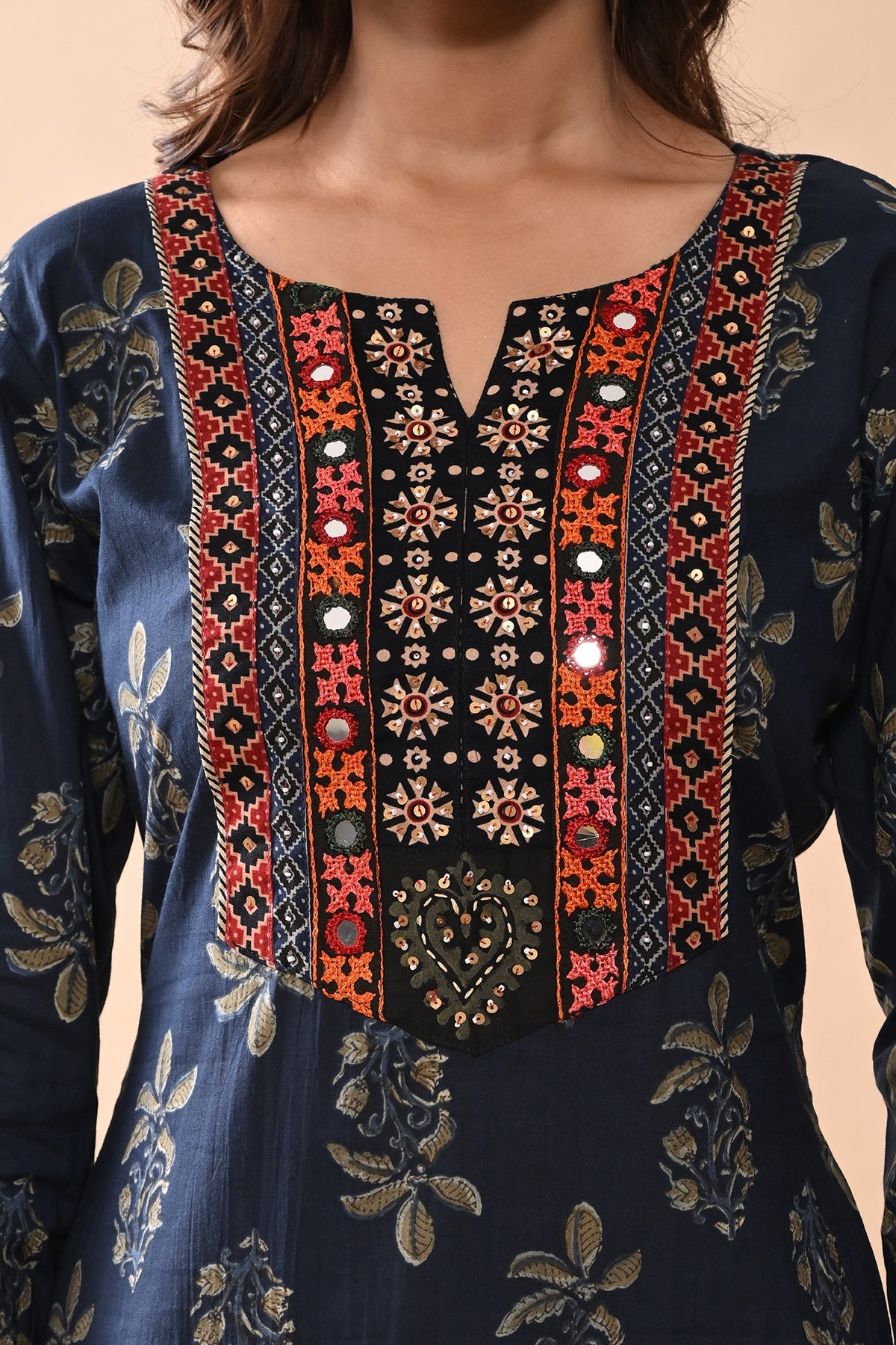 Blue Printed Straight Kurta