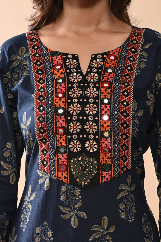 Blue Printed Straight Kurta