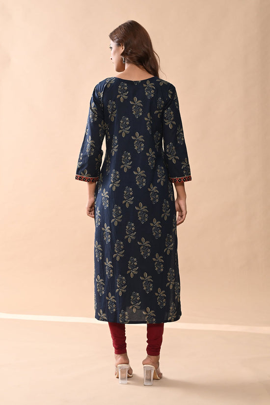 Blue Printed Straight Kurta