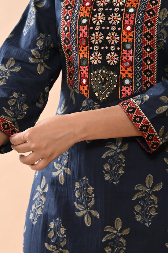 Blue Printed Straight Kurta
