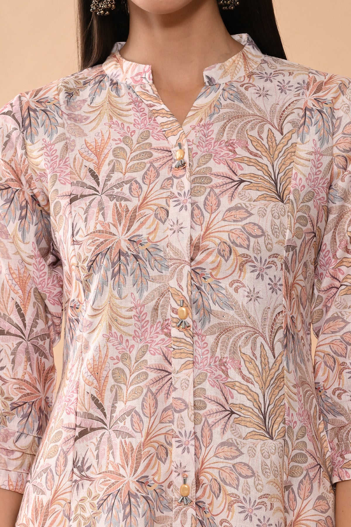 Cream Printed Kurta Set