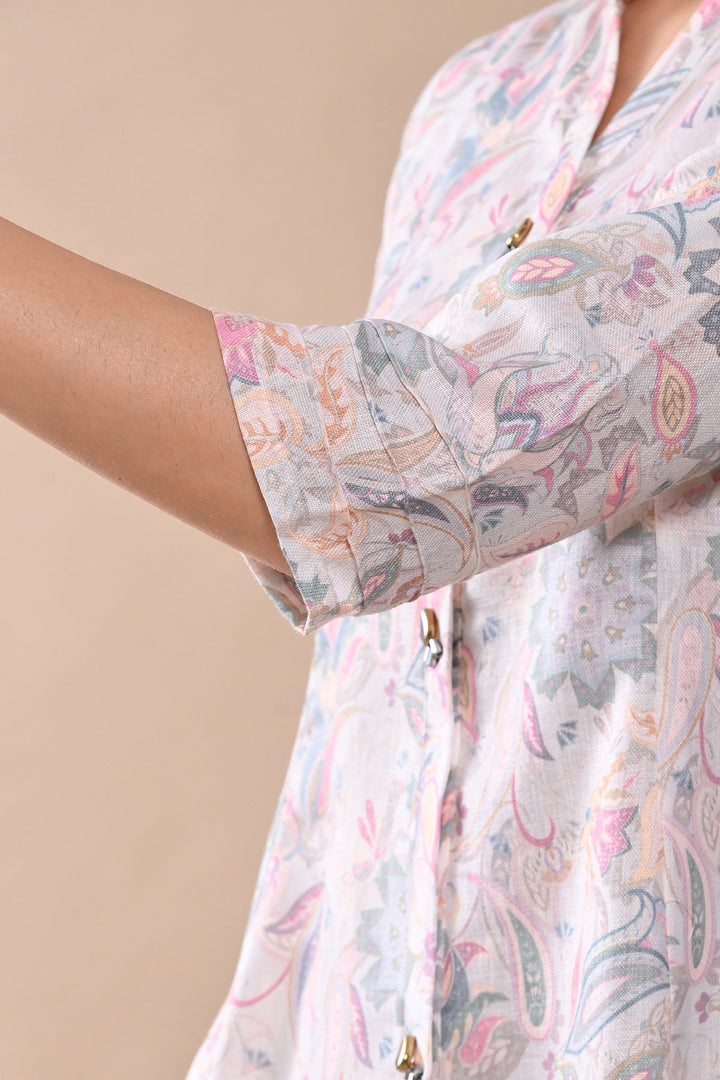 Cream Printed Kurta Set