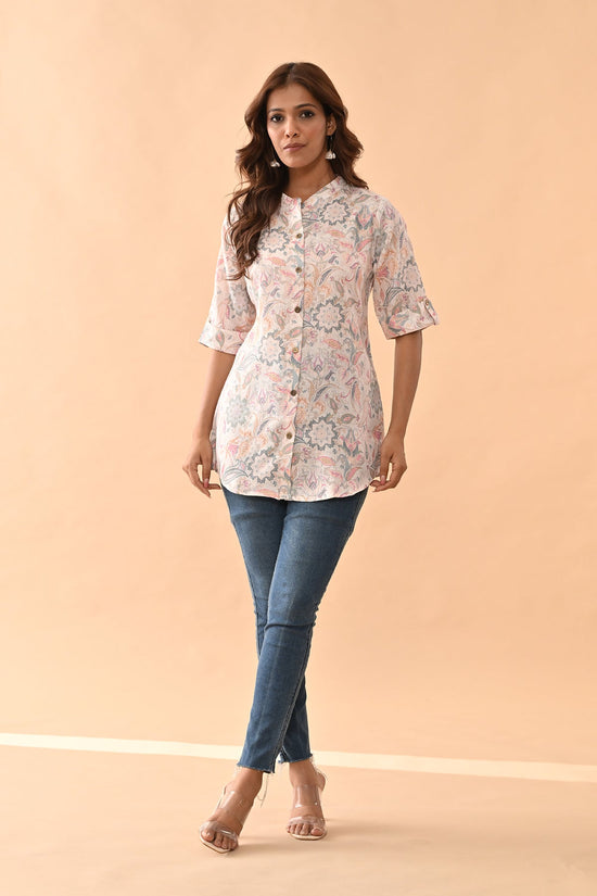 Cream Printed Top