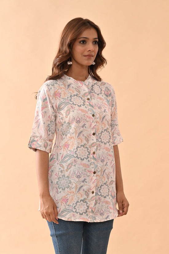 Cream Printed Top