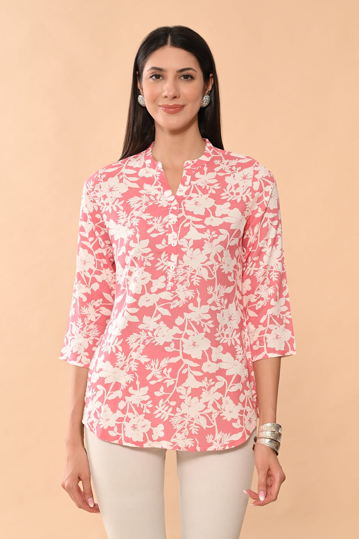 Pink Printed Straight Top