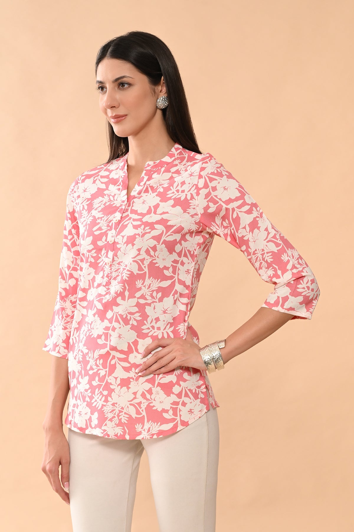 Pink Printed Straight Top