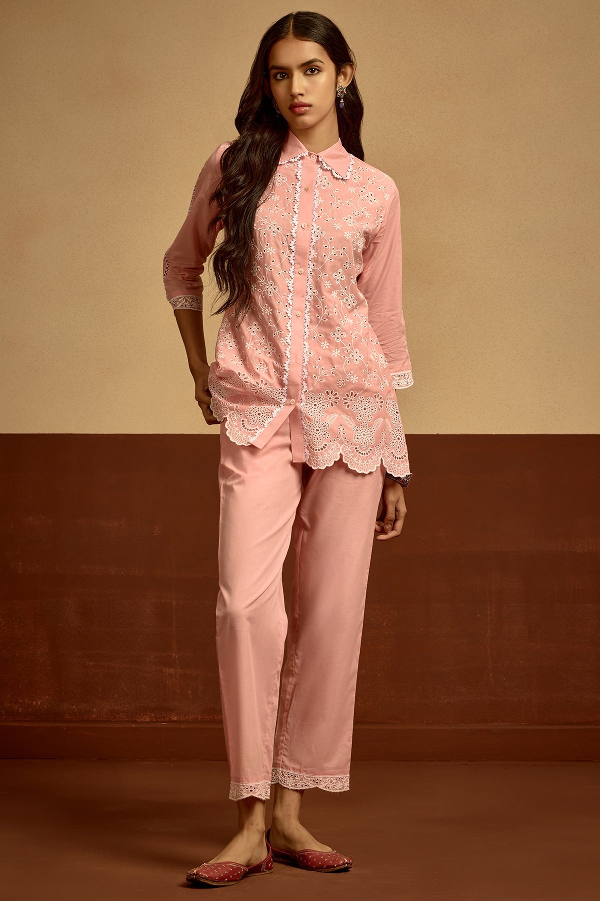 Peach Embroidered Co-Ord Set