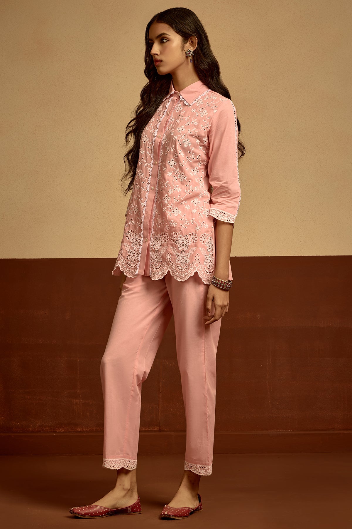 Peach Embroidered Co-Ord Set