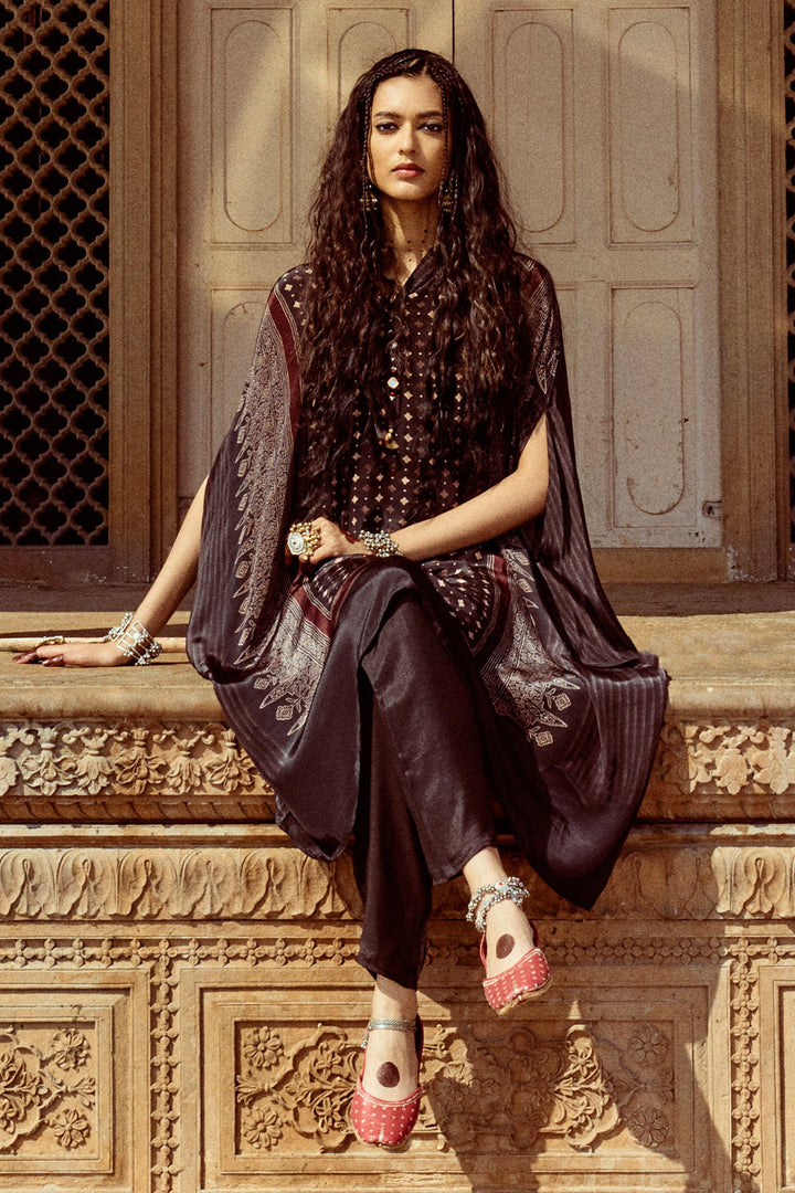 Black Printed Kaftan Set