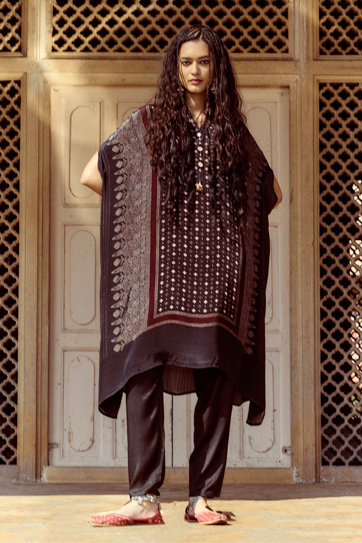 Black Printed Kaftan Set
