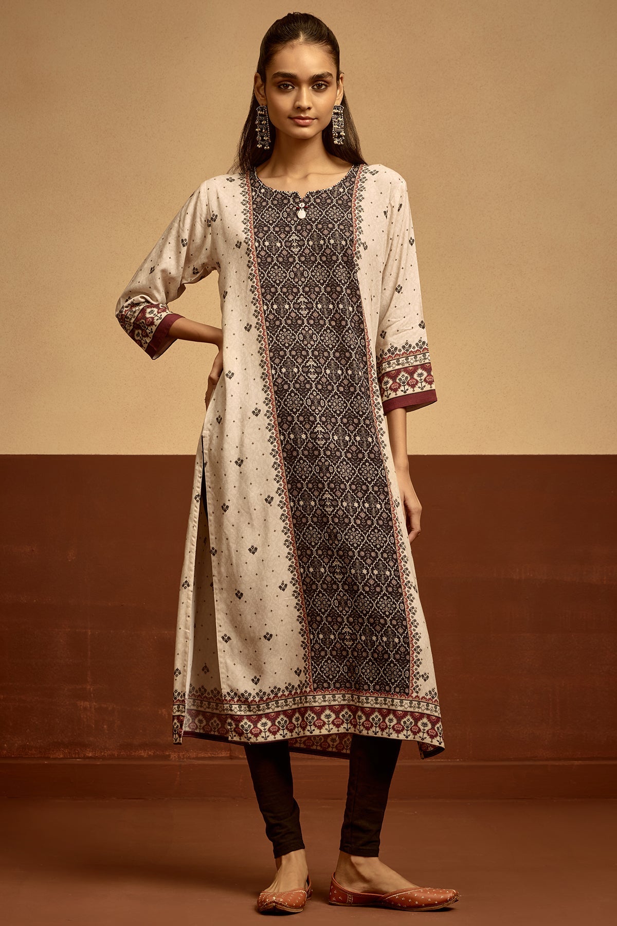 Cream Printed Kurta