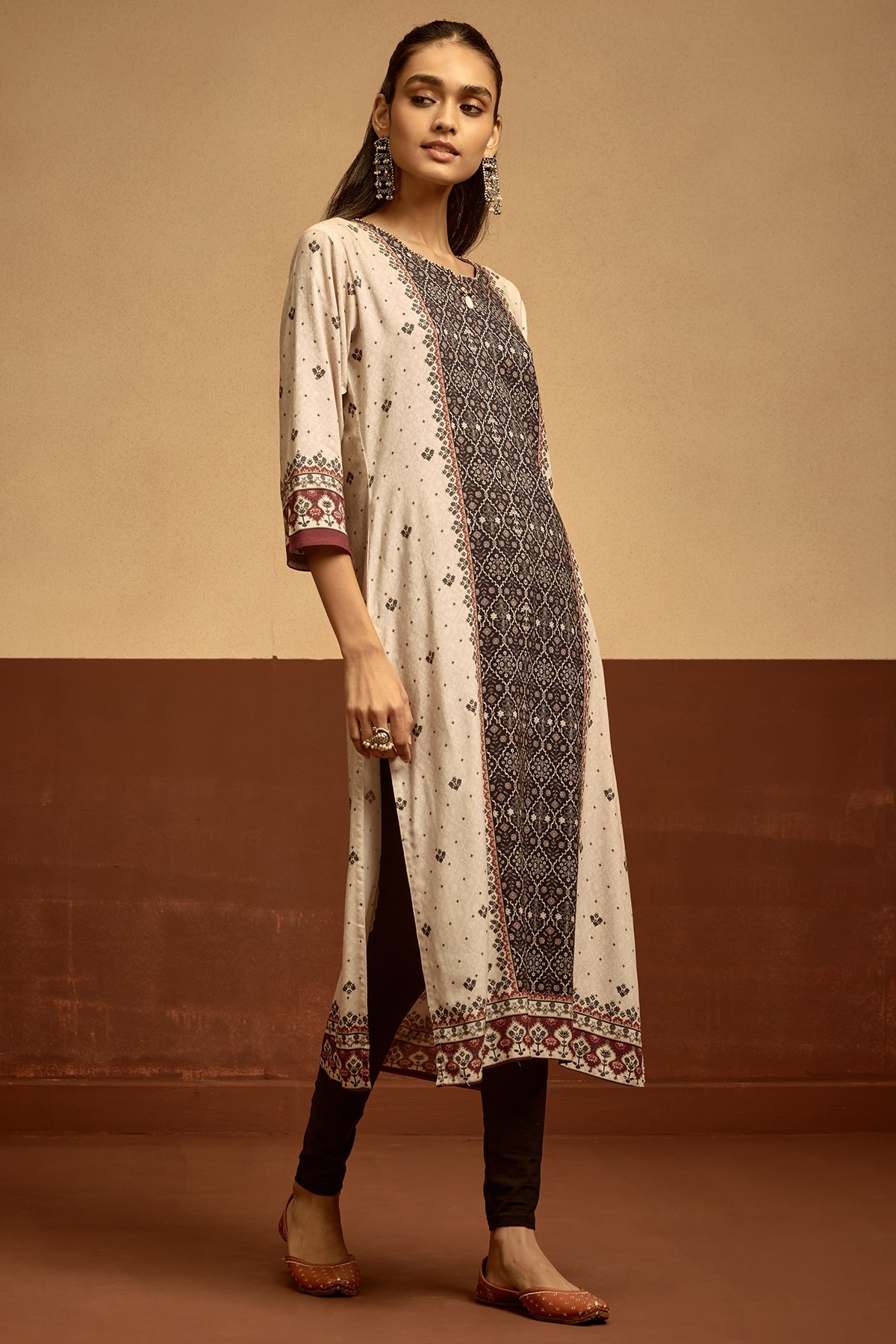 Cream Printed Kurta