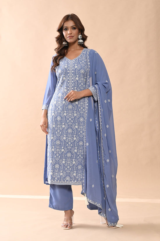 Blue Embroidered Kurta Set