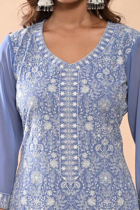 Blue Embroidered Kurta Set