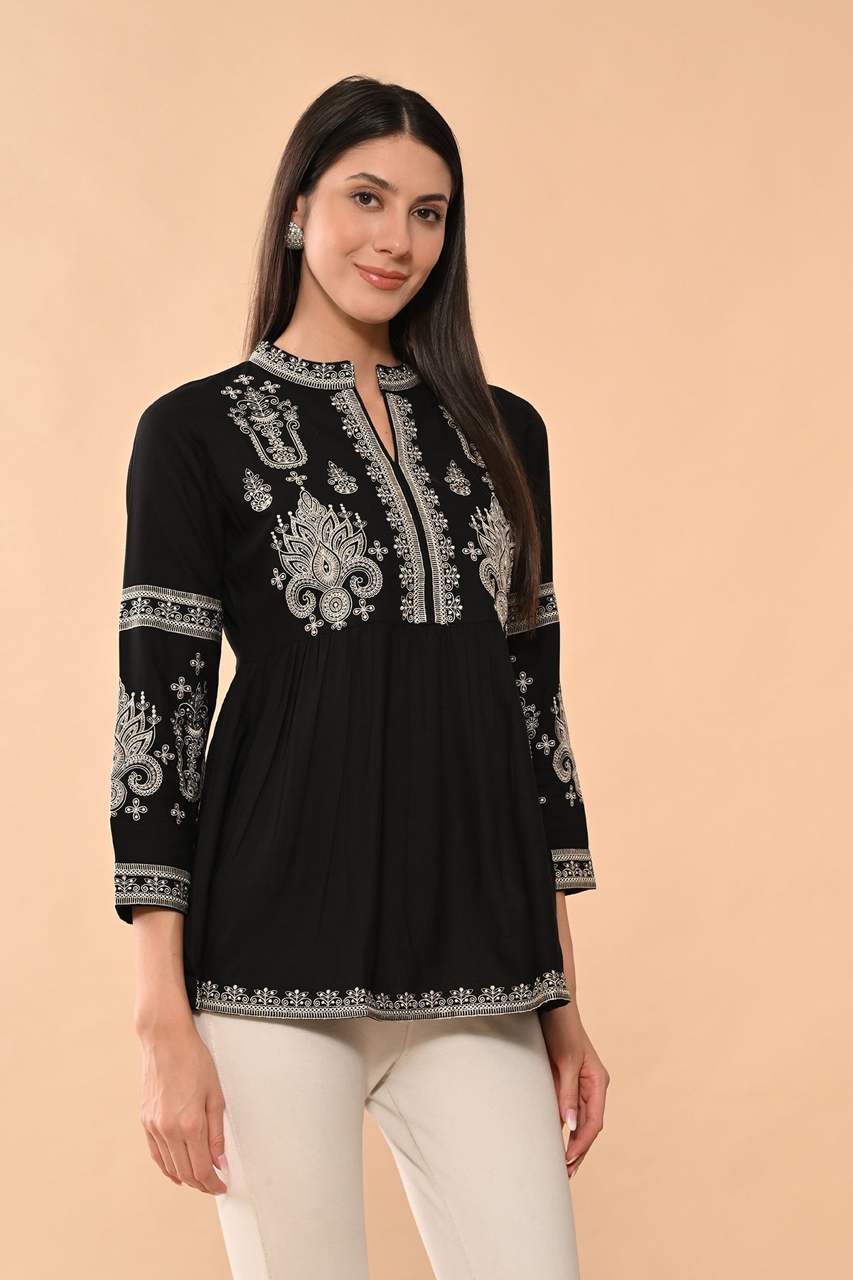 Black Embroidered Top
