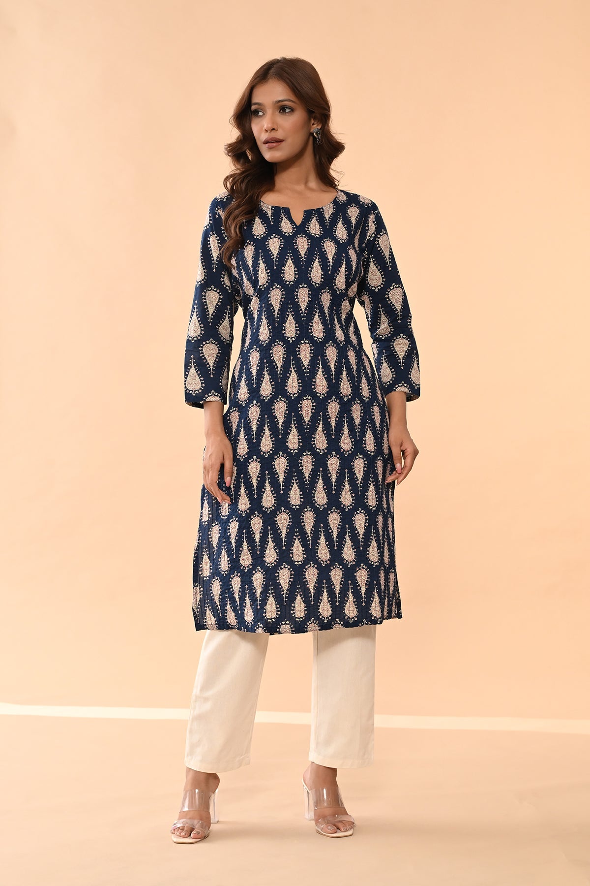 Blue Printed Straight Kurta