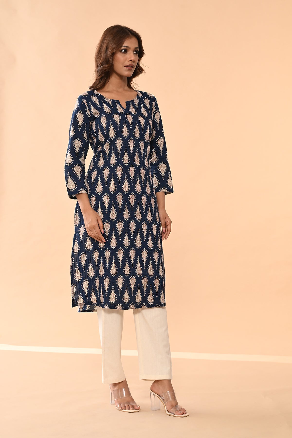 Blue Printed Straight Kurta