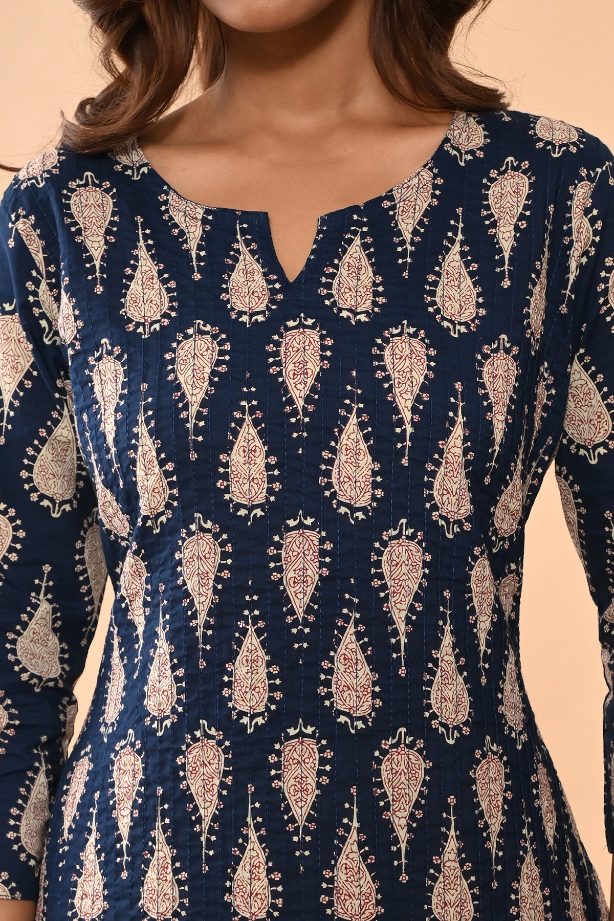 Blue Printed Straight Kurta