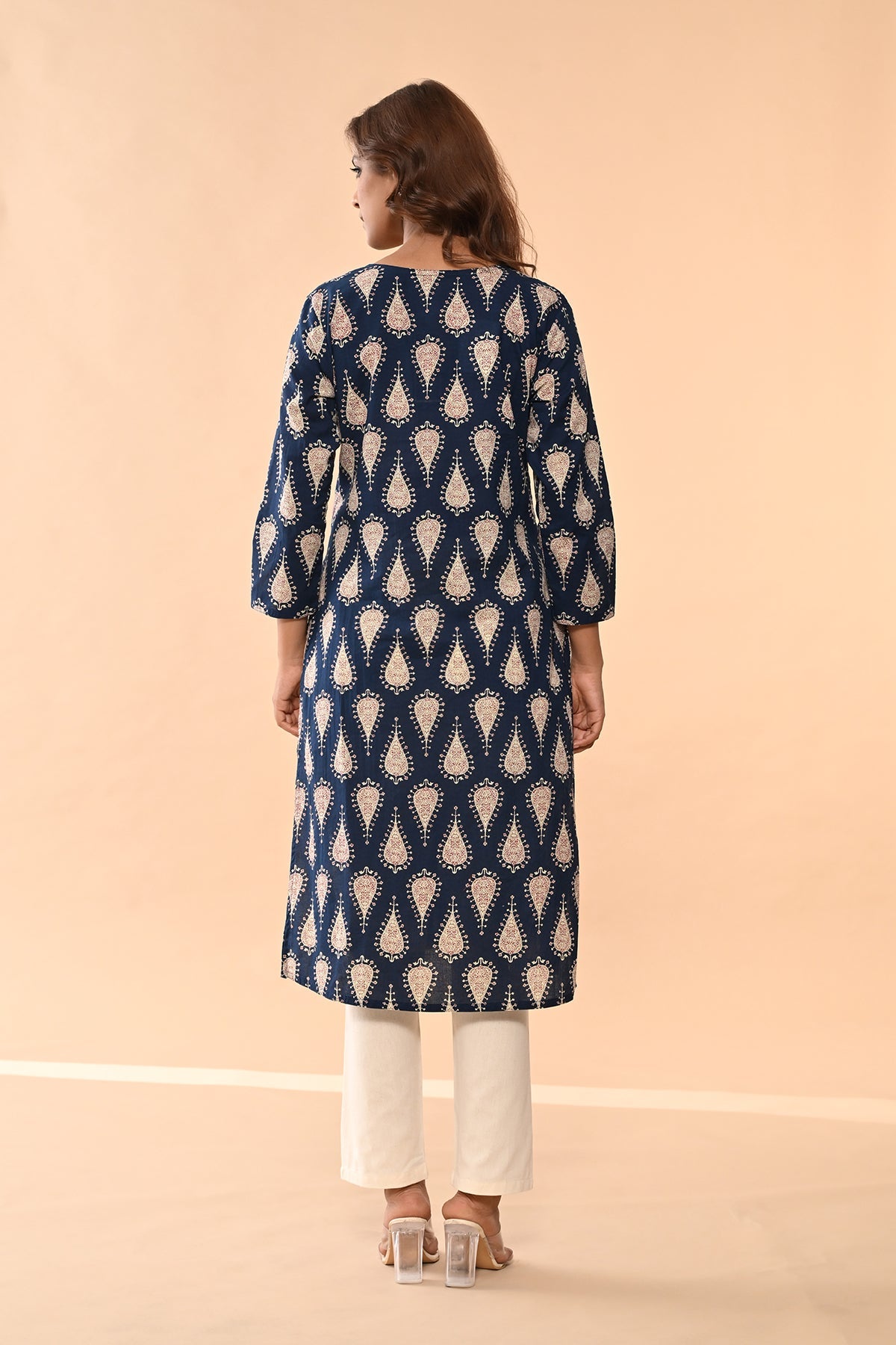 Blue Printed Straight Kurta
