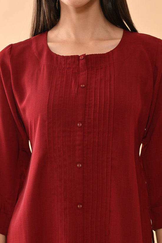 Maroon Solid Straight Top