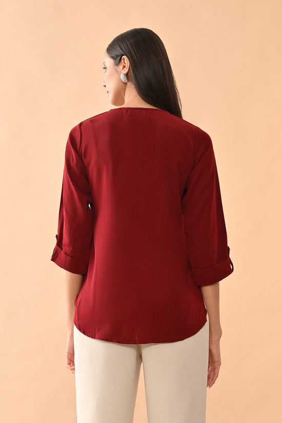 Maroon Solid Straight Top