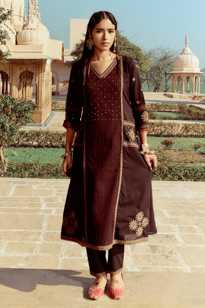 Black Embroidered Kurta Set