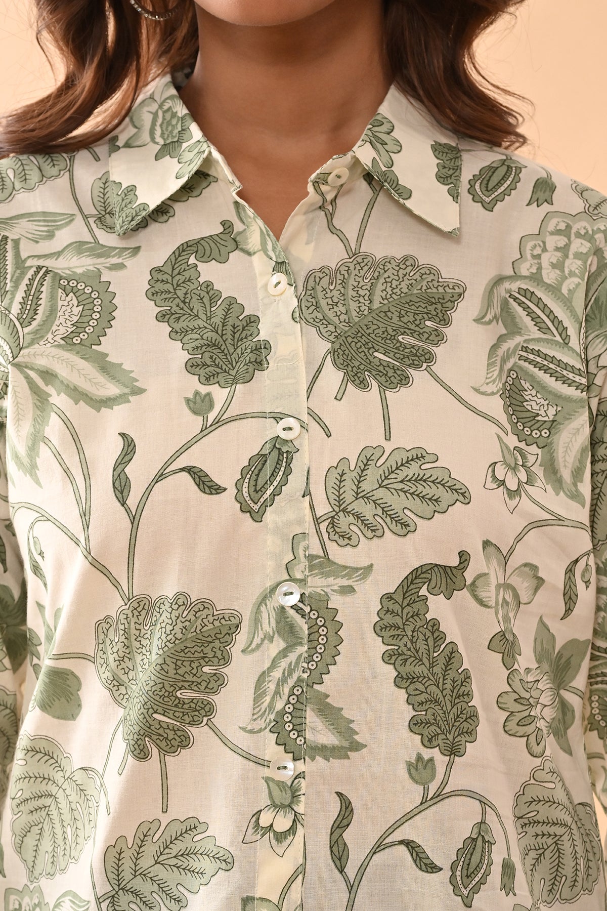 Cream Printed Straight Top