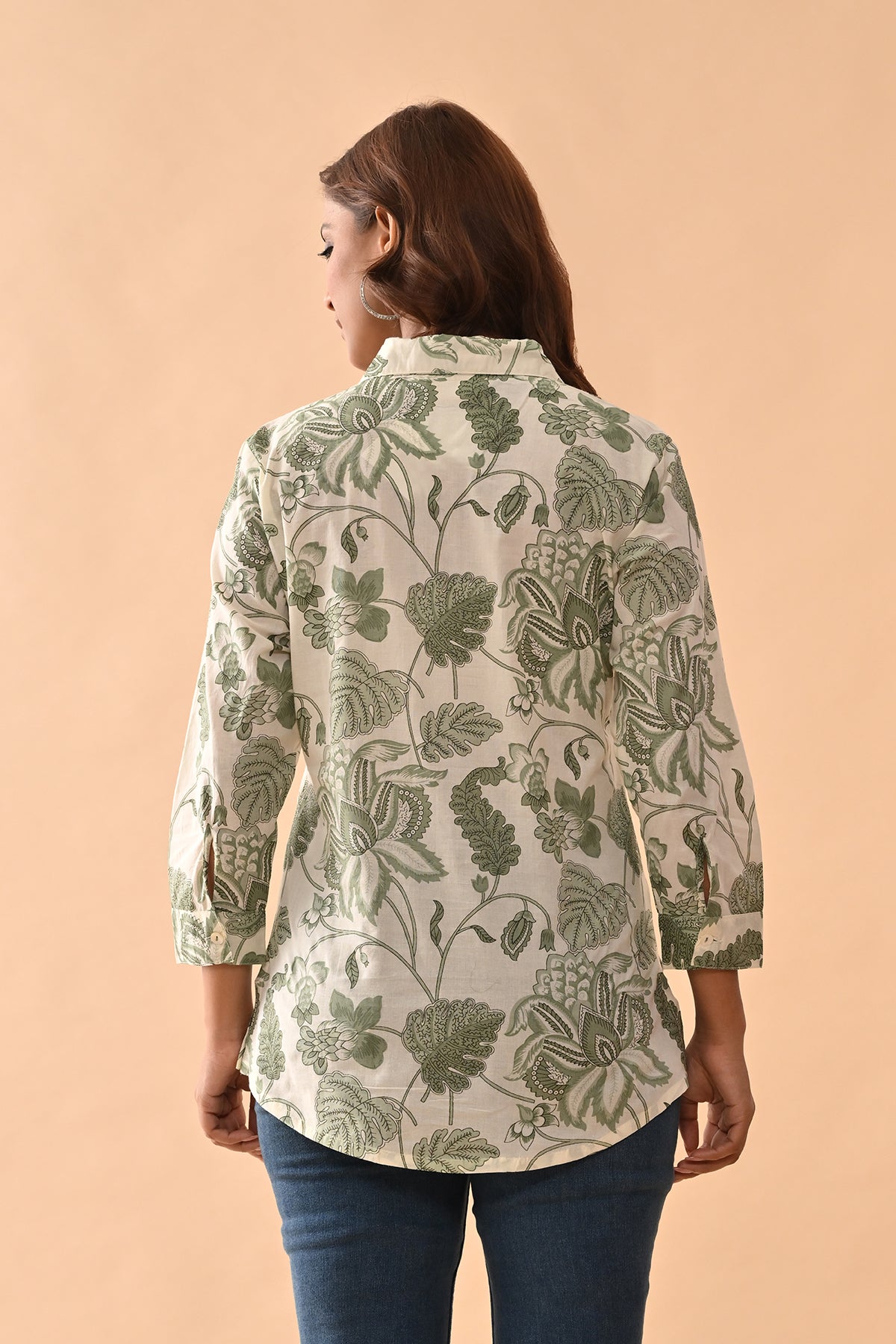 Cream Printed Straight Top