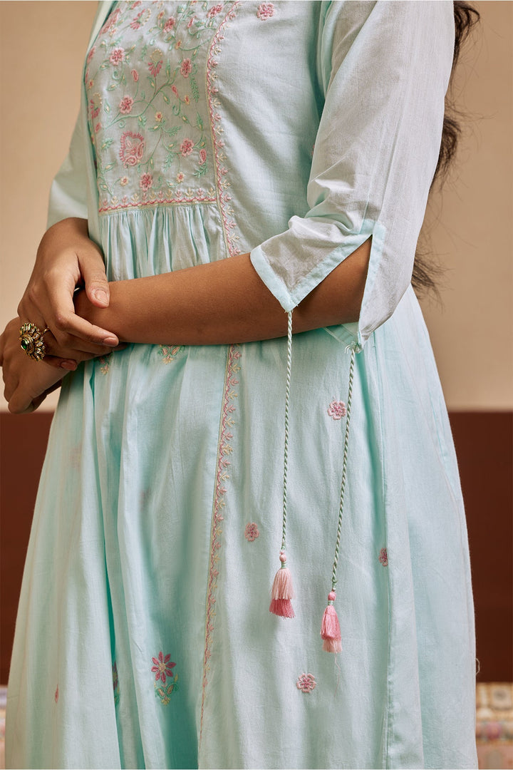 Green Embroidered Kurta Set
