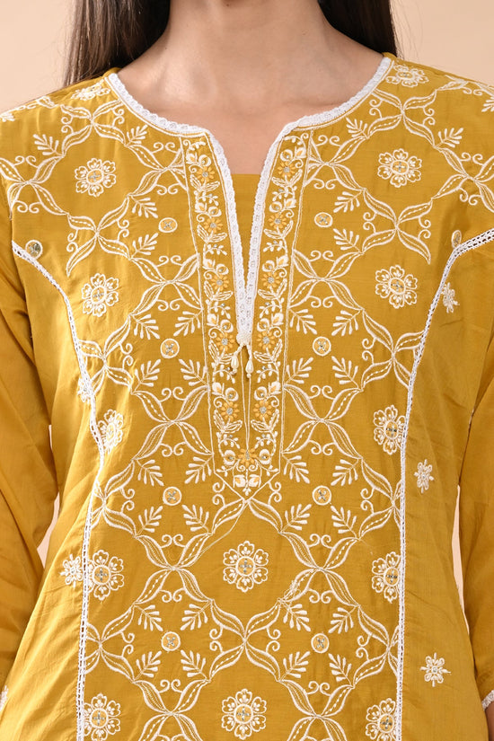 Mustard Embroidered Kurta Set