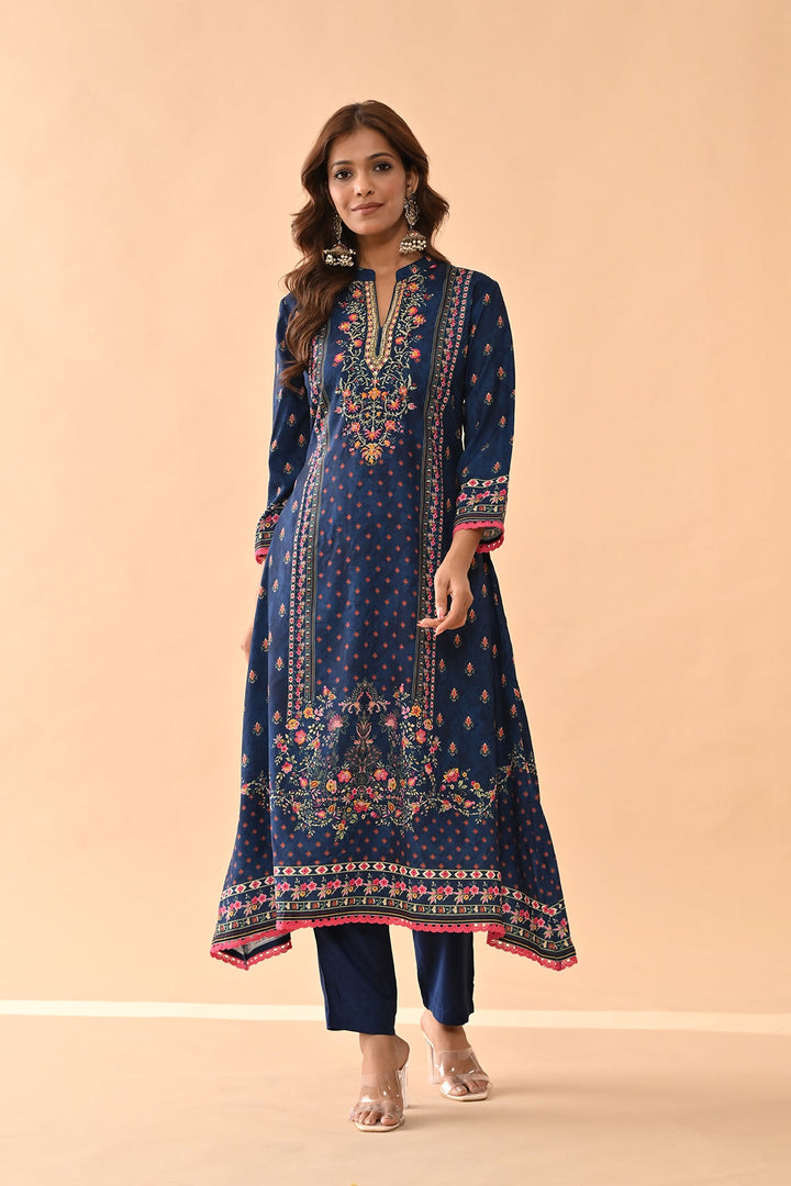 Blue Printed Kurta Set
