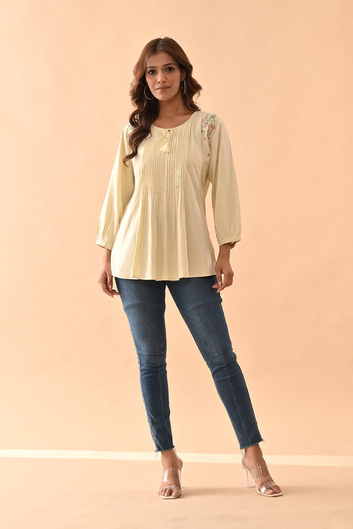 Cream Embroidered Top