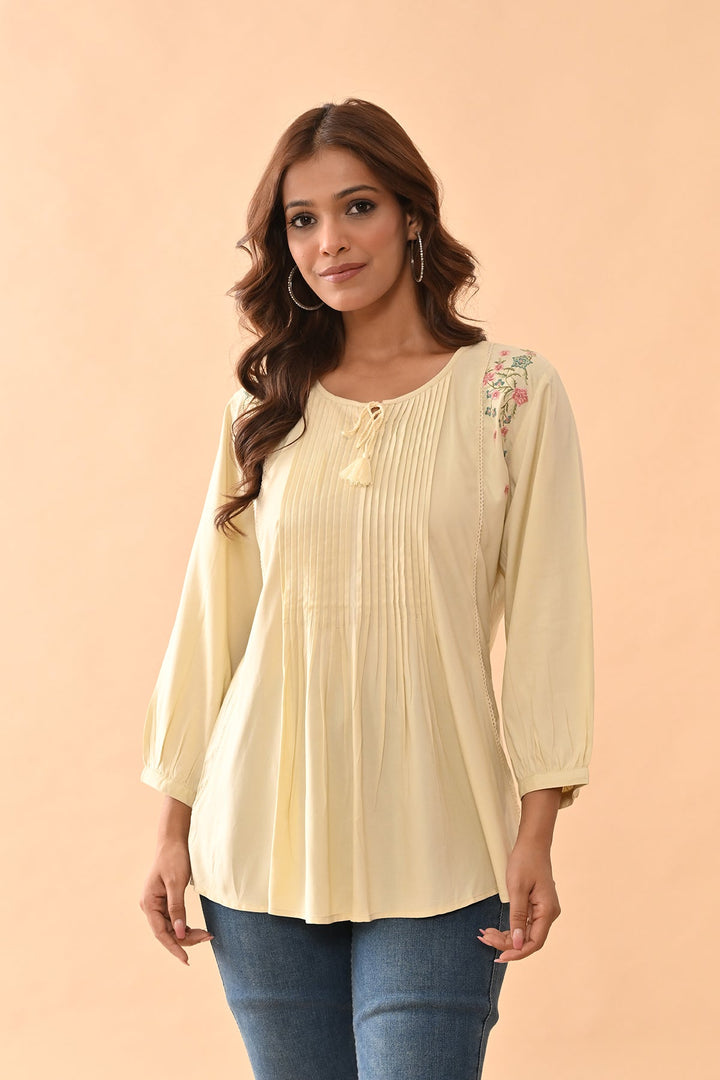 Cream Embroidered Top