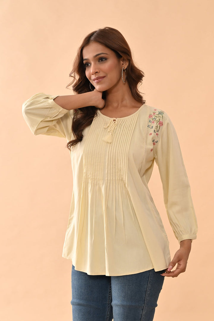 Cream Embroidered Top