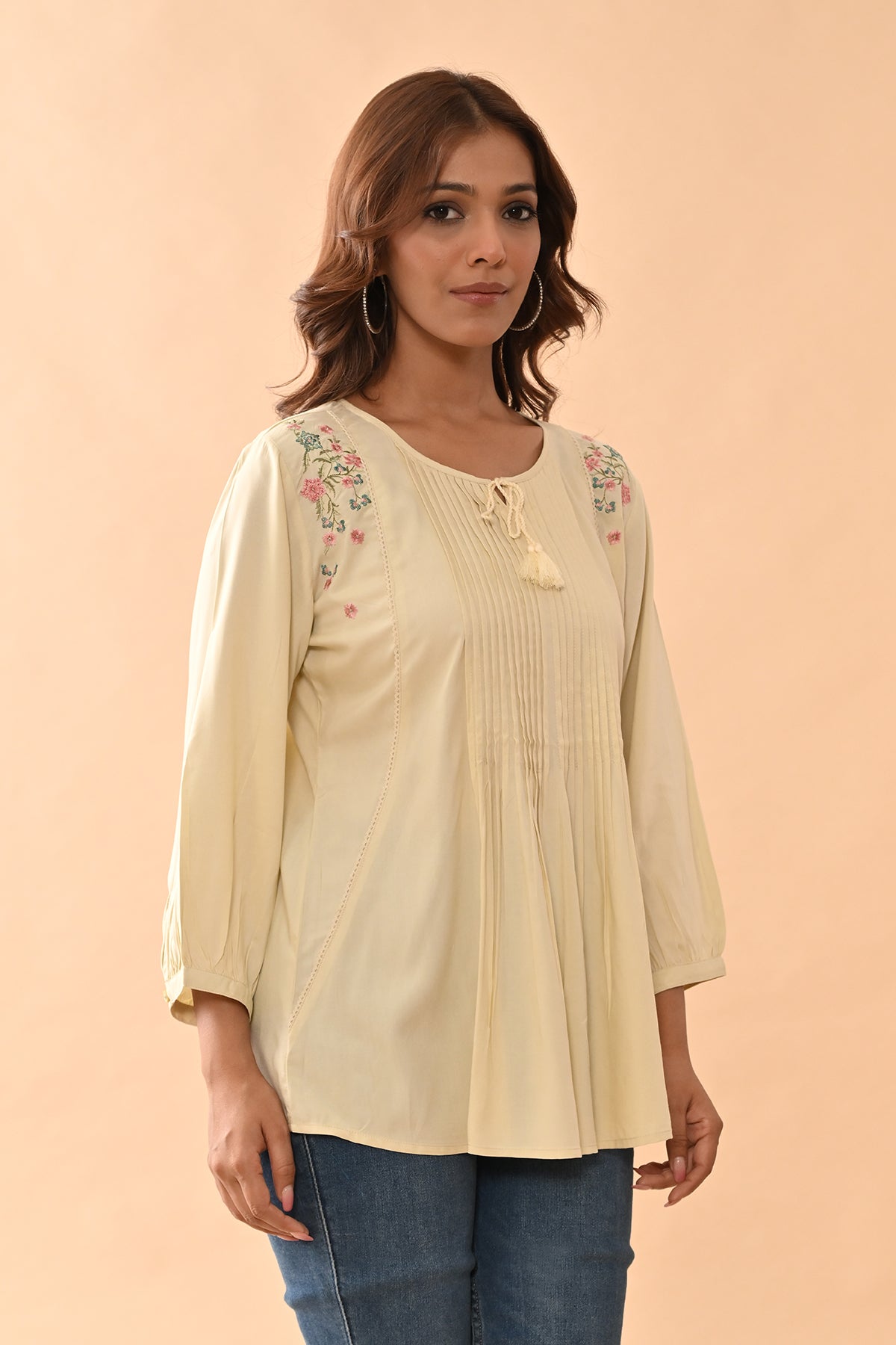 Cream Embroidered Top